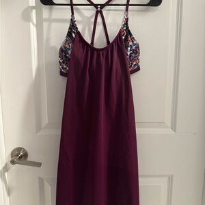 Athleta Plum Active Dress with Built in Floral Bra